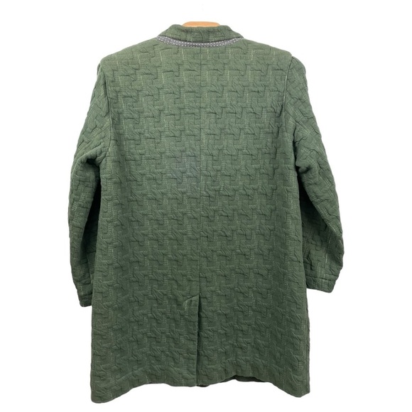 Cartonnier at Anthropologie Green Extended Houndstooth Textured Knit Blazer US M - Picture 5 of 9